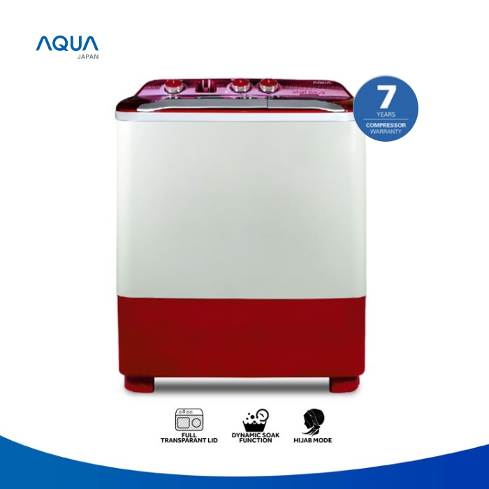 Aqua Mesin Cuci 2 Tabung Twin Tube 8 KG - QW-880XT (P)
